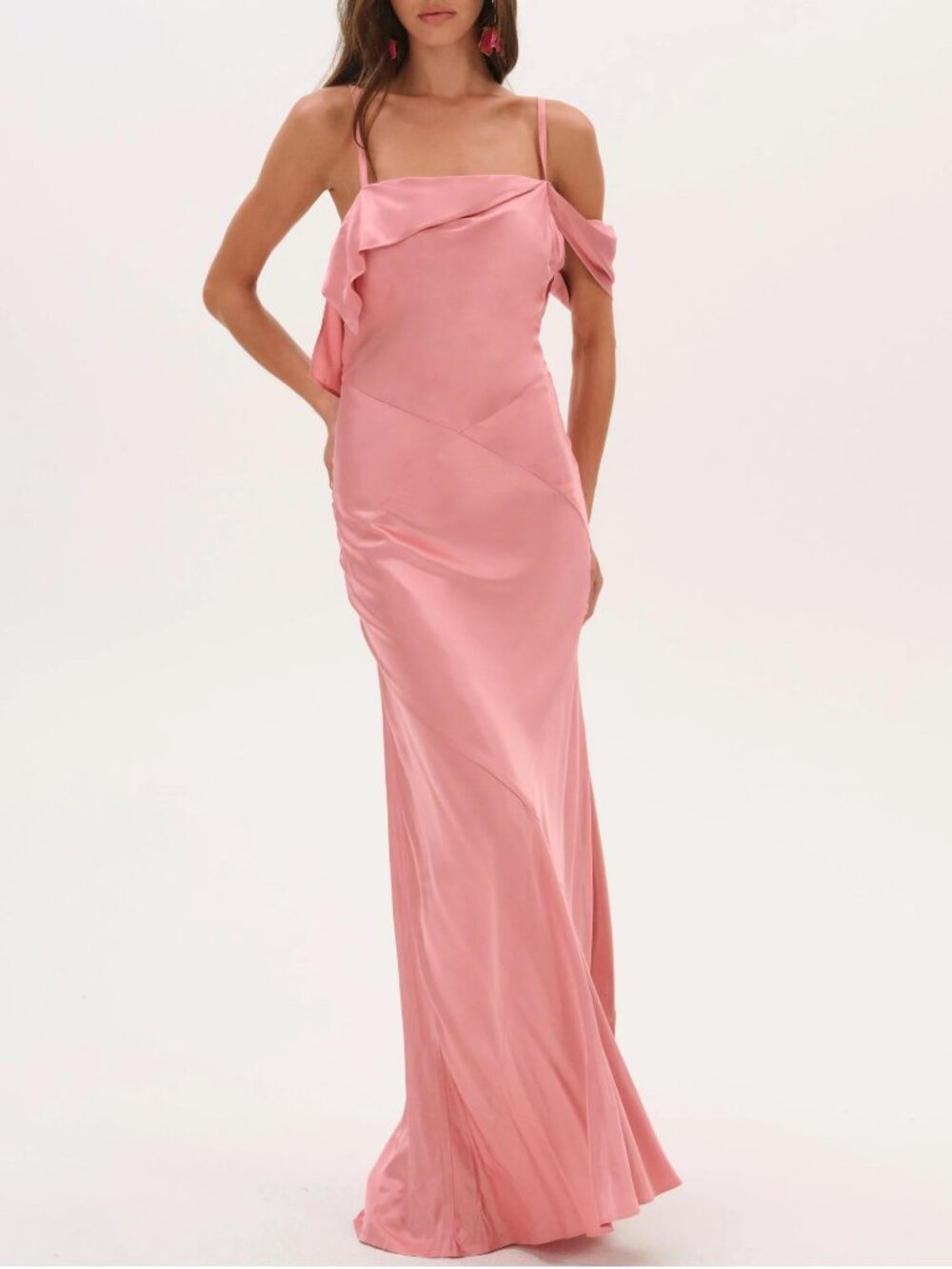 NWT $319 FOR LOVE AND LEMONS JEWEL SATIN MAXI DRESS IN PINK #2 SIZE S - Picture 3 of 11